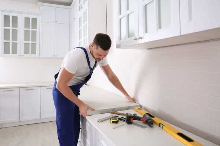 A kitchen countertop made of a durable and stain-resistant material, designed for easy maintenance in Port Charlotte